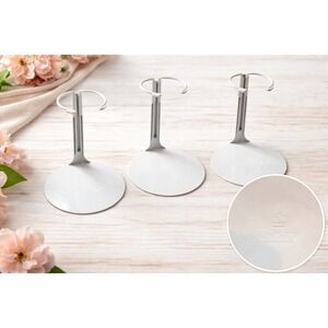 Kaiser White Metal Doll Stands Set of 4 Adjustable 3 Inch Small Doll Display